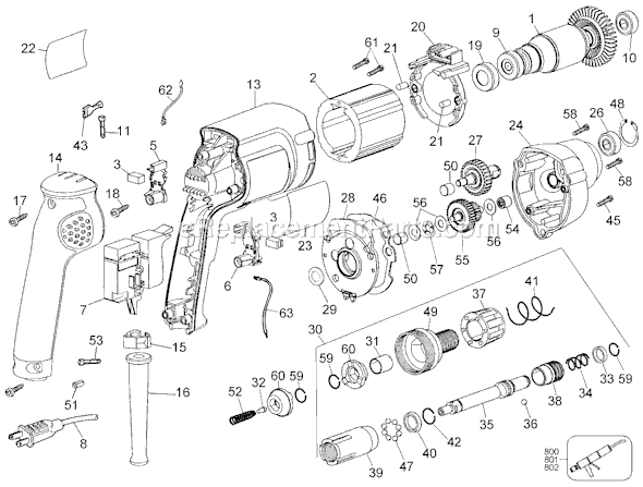 Page A Diagram and Parts List for 2141 Type 100 Black and Decker Electric Drill